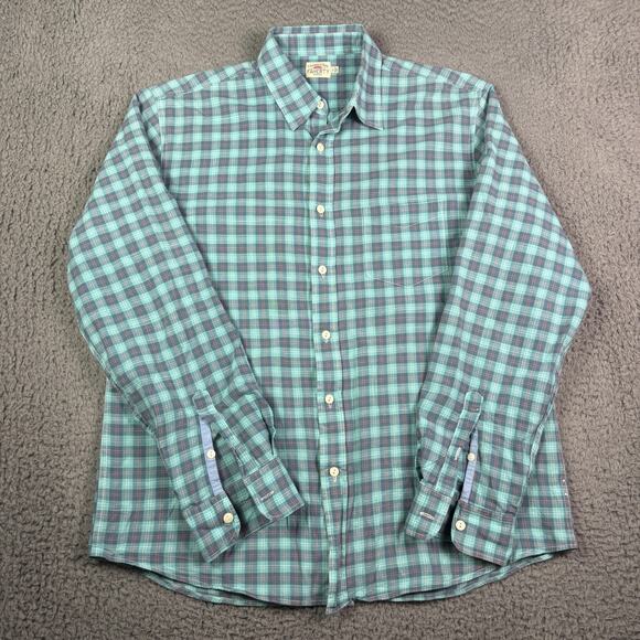 Faherty Movement Shirt Mens L Green Plaid Cotton Stretch Long Sleeve Pocket - Picture 2 of 8